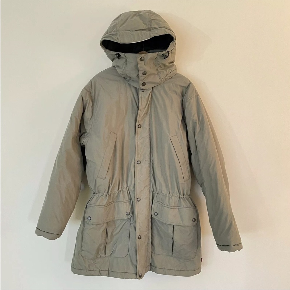 woolrich parka fieldstone hooded jacket coat mens large green winter hooded barn
